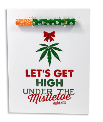 KushKards One Hitter/Joint Holder Greeting Card  KushKards Onehitter Greeting Card  Holiday Edition  Let's get high under the mistletoe