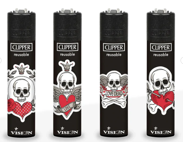 Clipper Lighter  Heart Skull Tattoo
