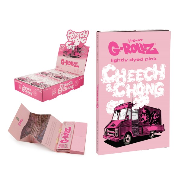 G-Rollz Cheech & Chong 'Tour Bus' Pink 11/4 Rolling Papers + Tips & Tray