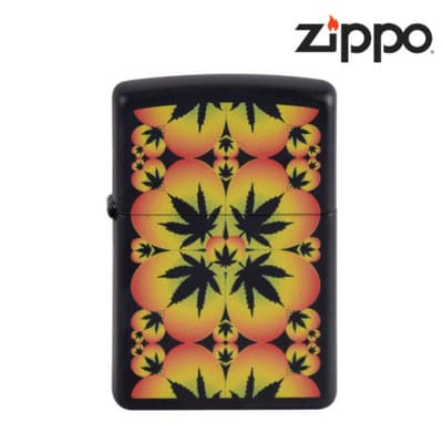 Accessories Lighters Black Cannabis Pattern
