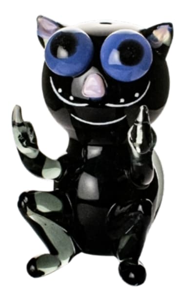 Cheech Glass Black Cat with Fingers Pipe, 3.5 Inch