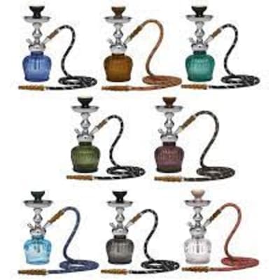 1-HOSE HOOKAH CHROME SET IN WIRE BASKET