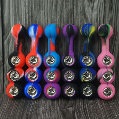 Canadian Distributor | Silicone Pipe w/ Triple Metal Bowl | Assorted
