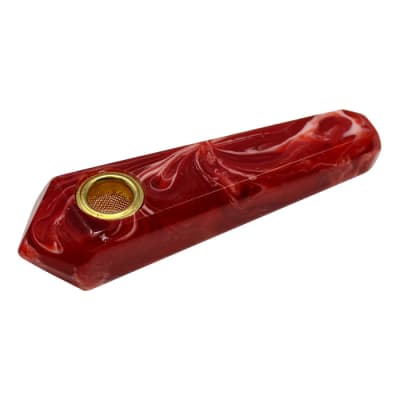 Red Marble Effect Resin Smoking Pipe 3"