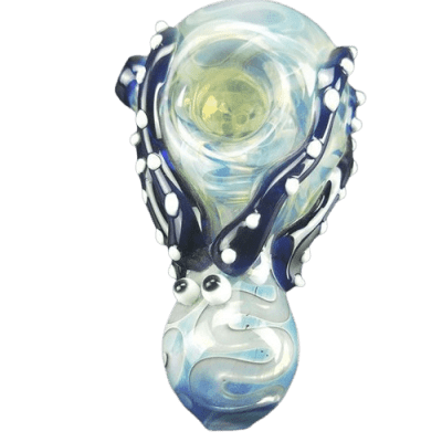 4" glass spoon pipe - Blue bubble octopus