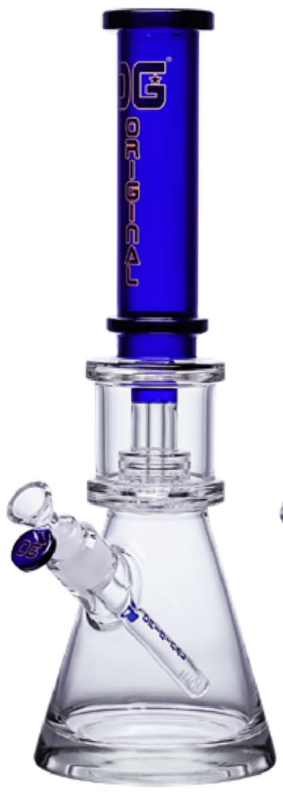 14" OG Dark Blue Accent Single Shower Head Perc Bong