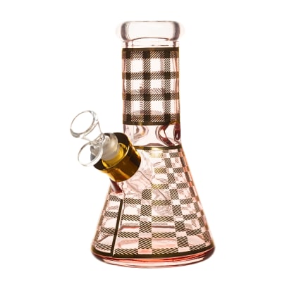 8" - 7mm Beaker Bong - Pink and Gold