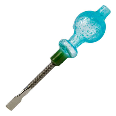 Maple Craft Dab Tools - Blue Glow In The Dark Dabbing Stick and Carb Cap with Round Scooper