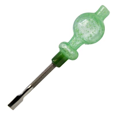 Maple Craft Dab Tools - Green Glow In The Dark Dabbing Stick and Carb Cap with Flat Scooper