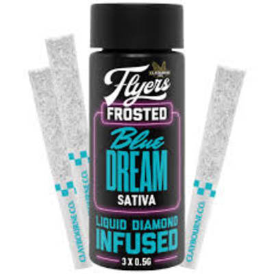 FROSTED FLYERS INFUSED BLUE DREAM PRE-ROLLS 3pk by Claybourne - FROSTED FLYERS INFUSED BLUE DREAM PRE-ROLLS -3pk