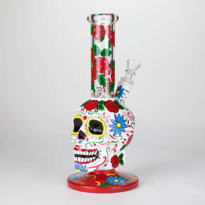 Sugar Skull Themed Glass Bong