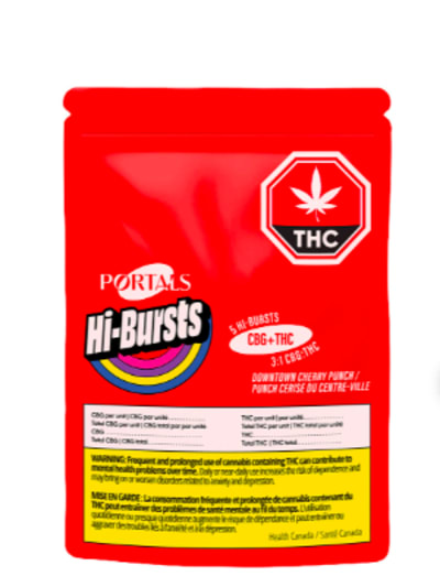 Downtown Cherry Punch 3:1 CBG:THC - Portals Hi-Bursts - Sativa - Gummies 5 Pk