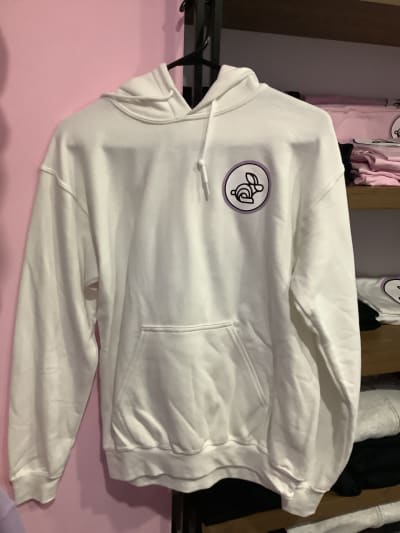 Pullover Hoodie White Purple Logo