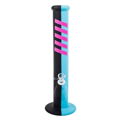 Silicone Straight Bong Black Blue