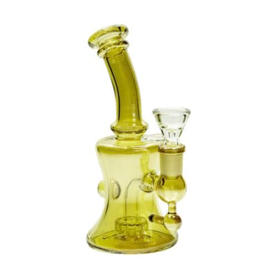 Piranha Glass - 6" Hourglass Rig w/ Bowl Gold