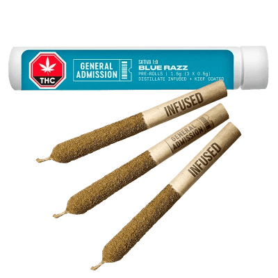 General Admission - BLUE RAZZ Distillate Infused - 3x0.5g Pre Rolls