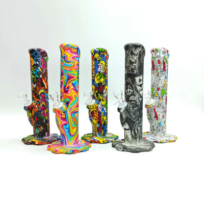 10" Hydrographic Silicone Waterpipe - Assorted Colors