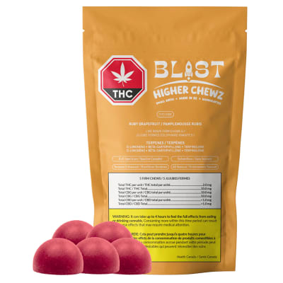 Ruby Grapefruit Live Rosin Gummies CBG:THC - 5-Pack
