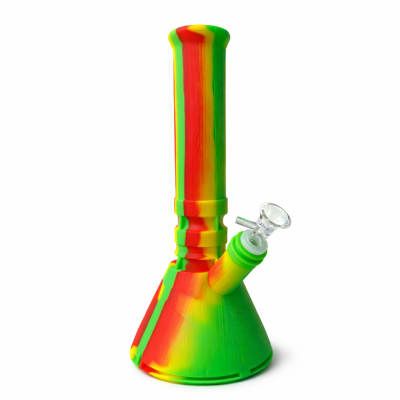 Silicone Bong 12" with 14mm Glass Bowl - Assorted Colours