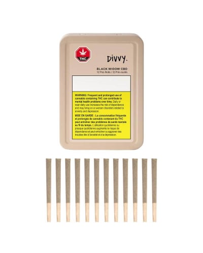 Divvy - BLACK WIDOW CBD - 12x0.35g Pre Rolls