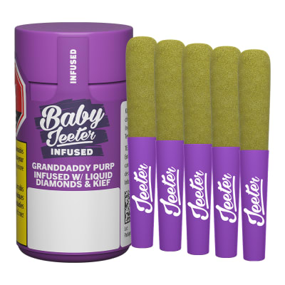 Baby Jeeter Infused Pre-rolls - Granddaddy Purp 5 x Liquid Diamond Infused Pre-Rolls