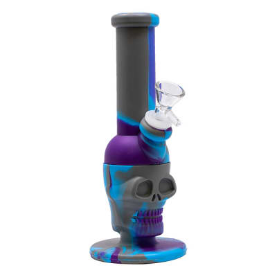 Assorted small silicone bongs - Purple Skull Silicone 8 Inches Bong
