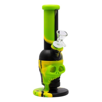 Assorted small silicone bongs - Skull Silicone 8 Inches Bong - Black & Green