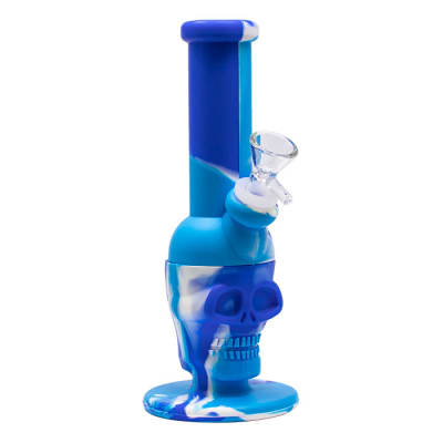 Assorted small silicone bongs - Skull Silicone 8 Inches Bong - Blue