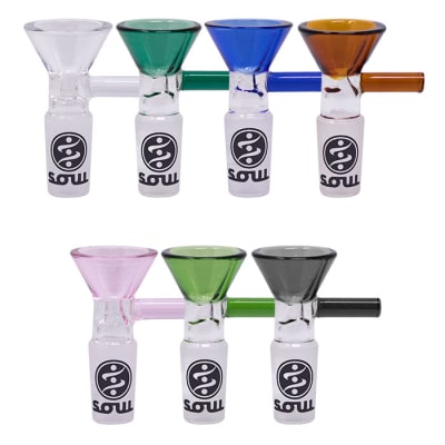 Soul Glass 14mm bowls - Assorted Glass Honey Comb Bowl With Straight Handle 14MM
