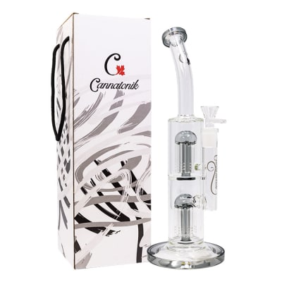 Cannatonik Bongs - Cannatonik Double Percolator 14 Inches Glass Bong - Grey
