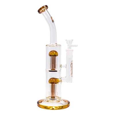 Cannatonik Bongs - Cannatonik Double Percolator 14 Inches Glass Bong - Amber