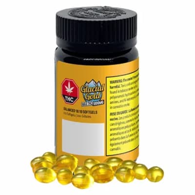 100 x 10mg THC : 10mg CBD Softgels