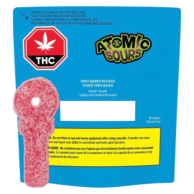 Xmg - ATOMIC SOURS VERY BERRY ROCKET 1:1 CBG - 5x10mg