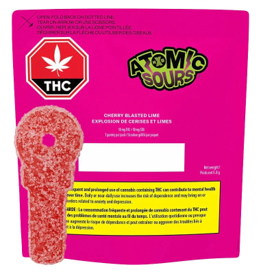 Xmg - ATOMIC SOURS CHERRY BLASTED LIME 1:1 CBG - 5x10mg