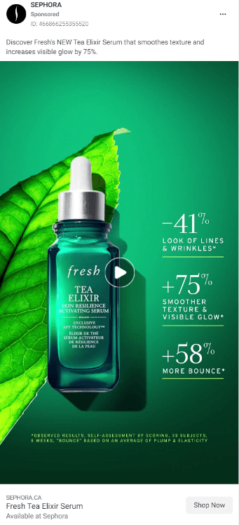 Sephora - Fresh Tea Ad Facebook