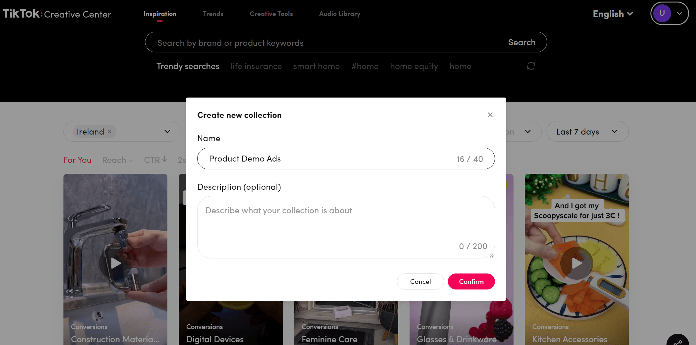 TikTok Creative Center - Save to Collection.PNG