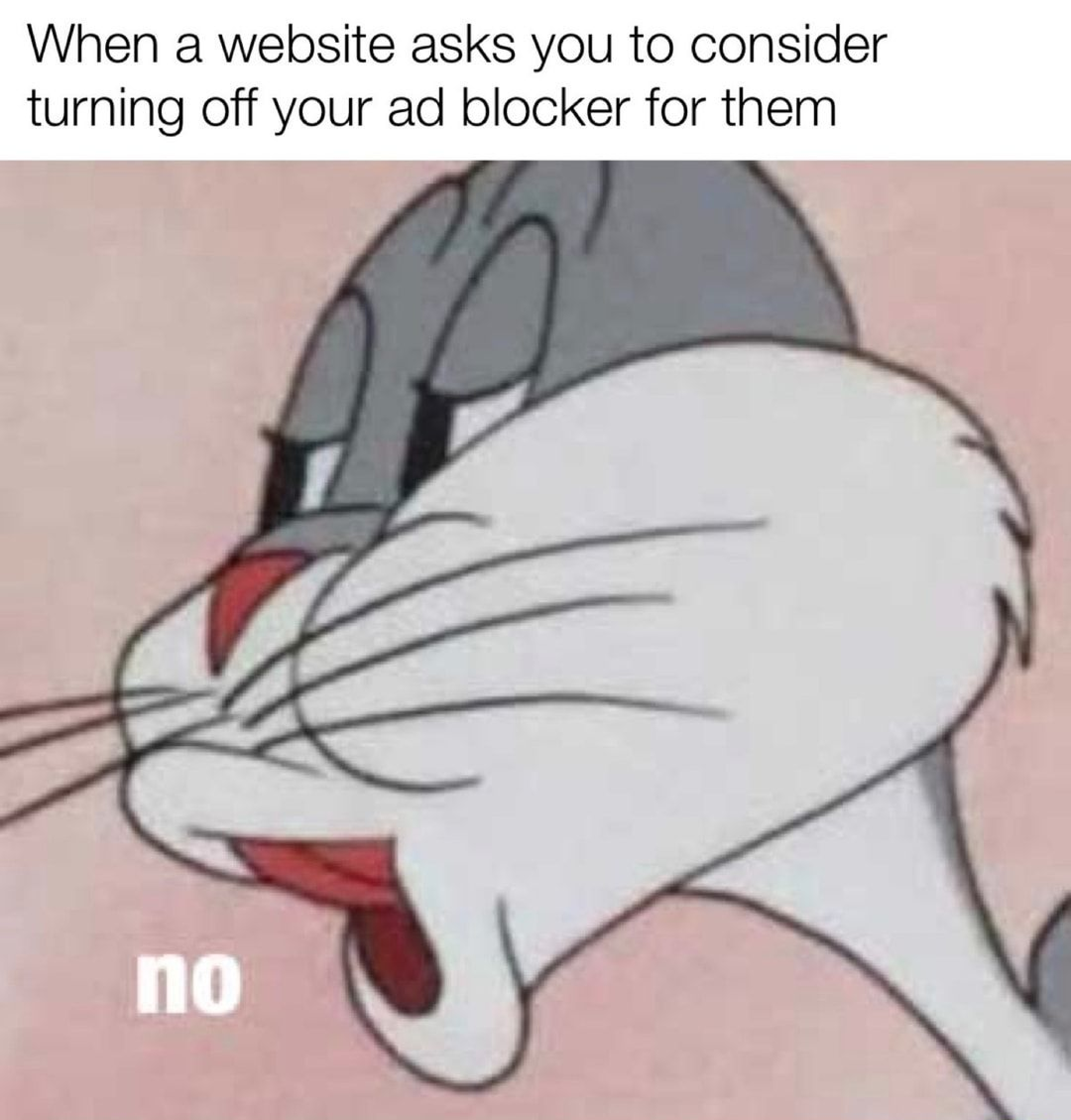 Bugs Bunny meme about ad blocker