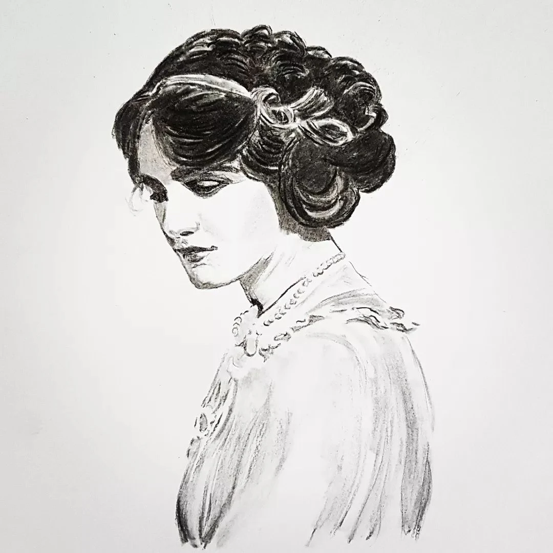 Houtskool portret gibson girl