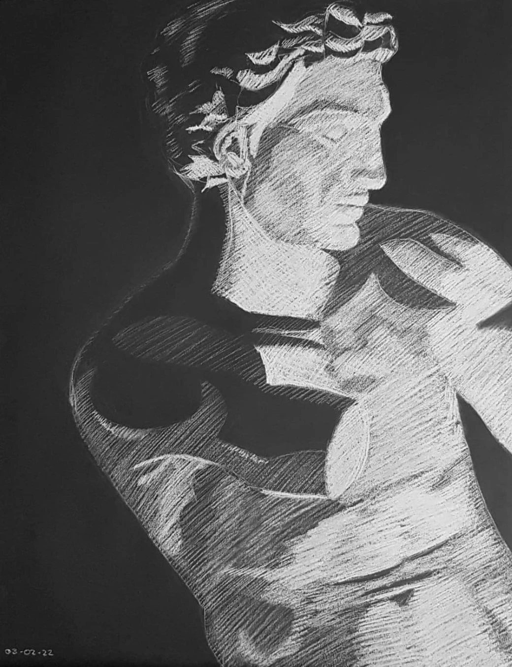 Houtskool schets borstbeeld