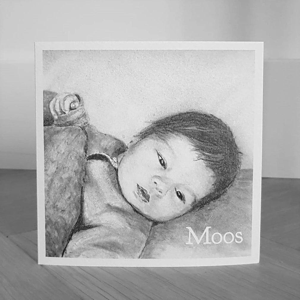Een handgetekend portret voor een persoonlijk geboortekaarje
