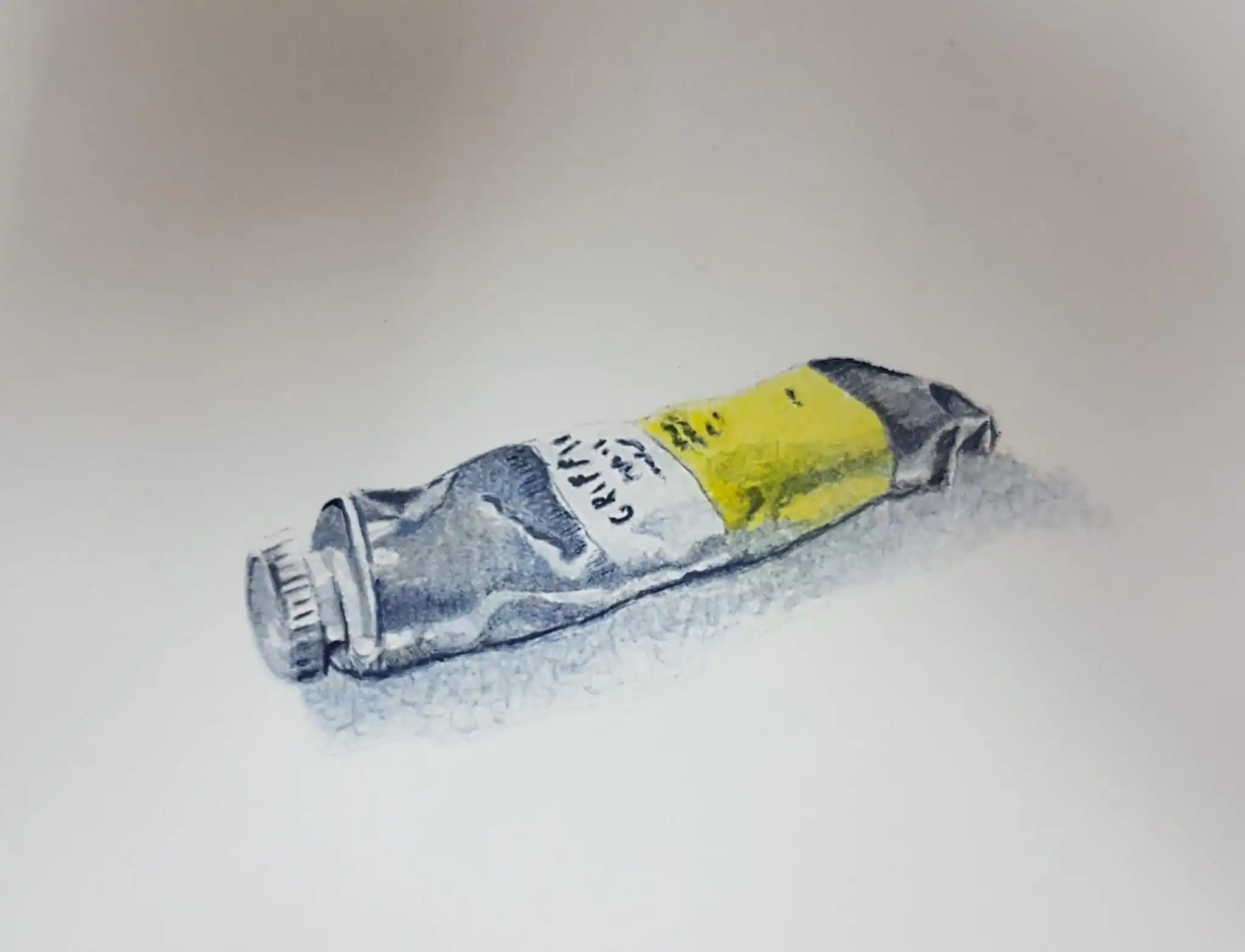 Geschilderde tube gele olieverf