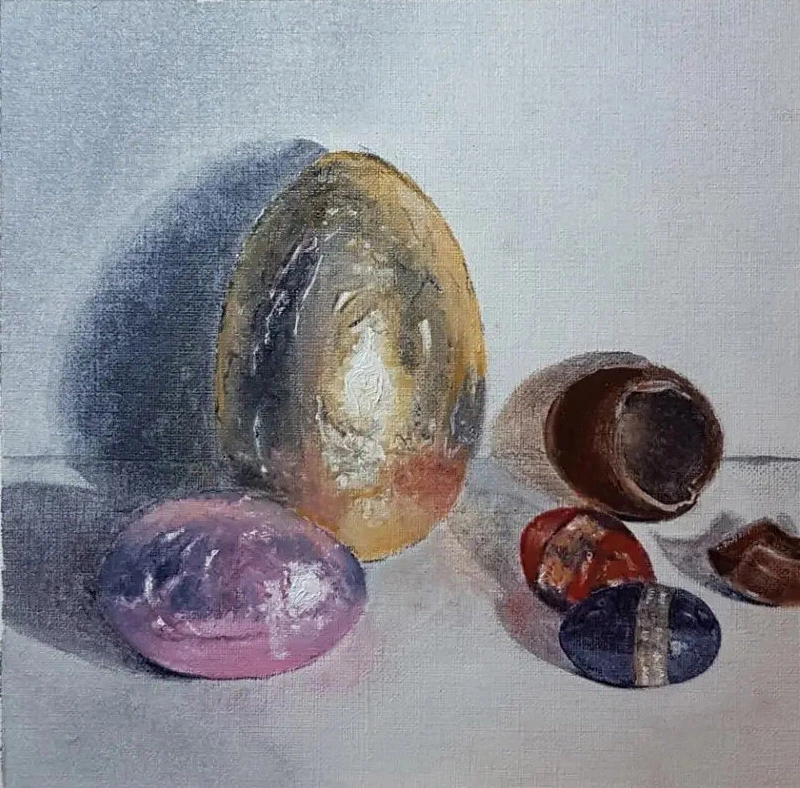 Geschilderde paaseieren olieverf