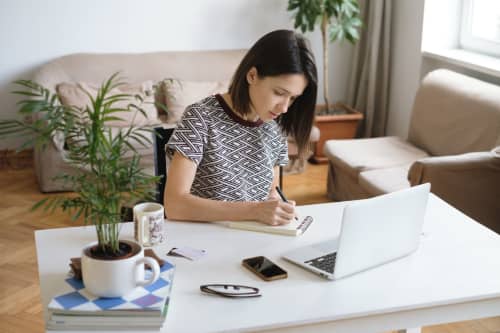 woman working on laptop