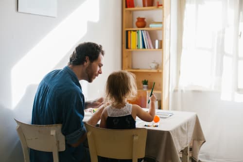 kids playing with dad