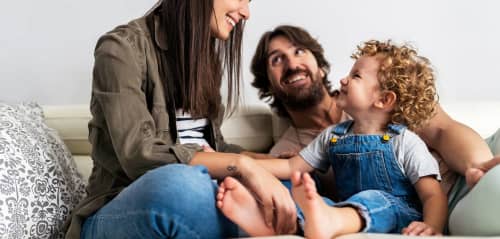 family sitting on the couch