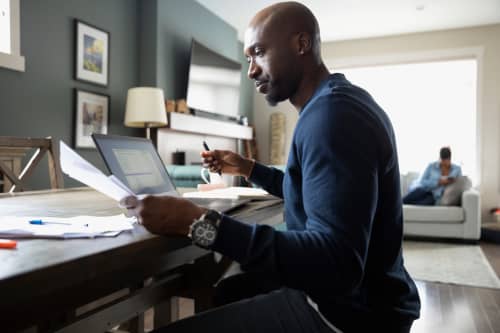 man working on laptop