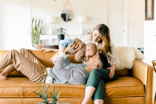 kids playing with dad