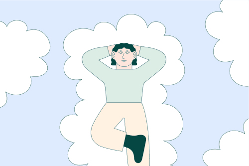 person laying on cloud graphic