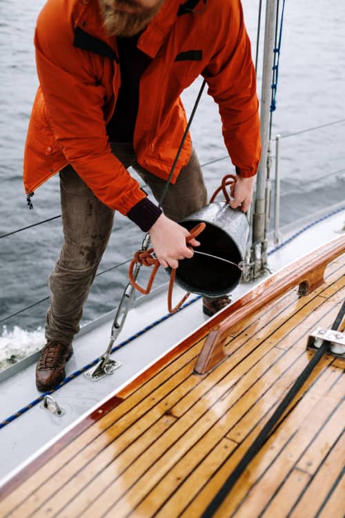 man on fighing boat