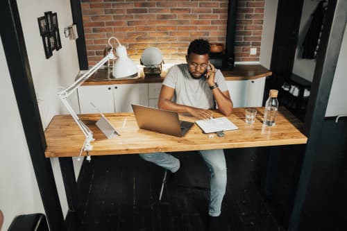 man working on computer